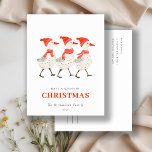 Cartão Postal De Festividades Belo e Engraçado Red Winter Quacking Patos de Nata<br><div class="desc">Se precisar de mais alguma personalização,  por favor,  sinta-se à vontade para me enviar uma mensagem em yellowfebstudio@gmail.com.</div>