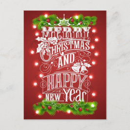 Cartão Postal De Festividades Belo Feliz Natal e Tipografia de Ano Novo