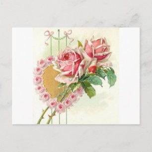 Cartão Postal De Festividades Belo Namorados de Rosas vitorianos