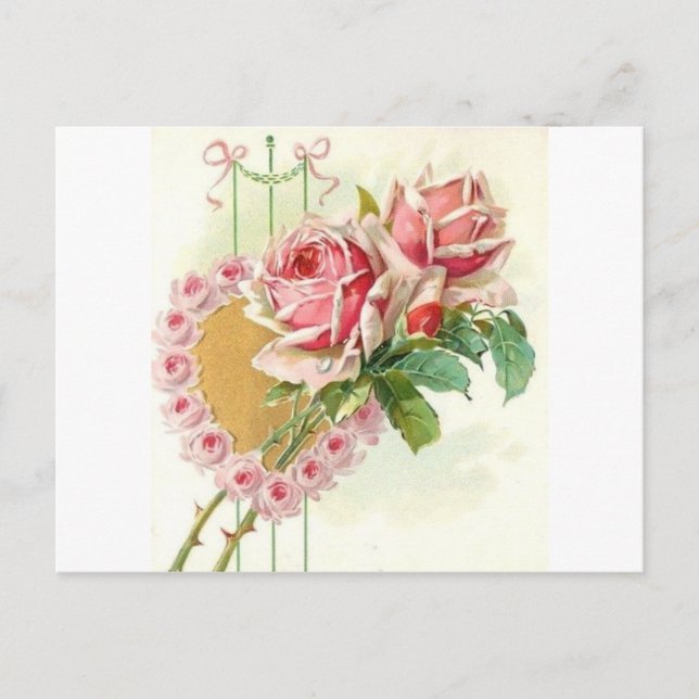 Cartão Postal De Festividades Belo Namorados de Rosas vitorianos (Frente)