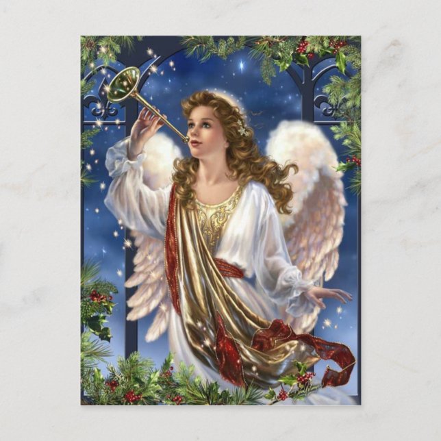 Cartão Postal De Festividades Belo Natal vintage Angel (Frente)