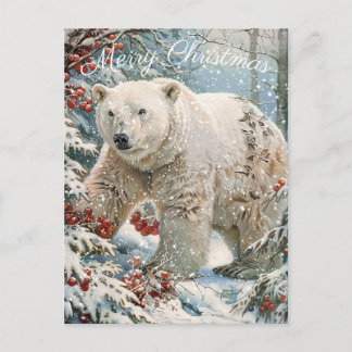 Cartão Postal De Festividades Belo Urso Polar no Natal