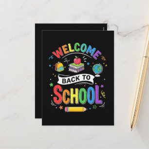 Cartão Postal De Festividades Bem-vindo de Volta à Escola Crianças Professor Pri