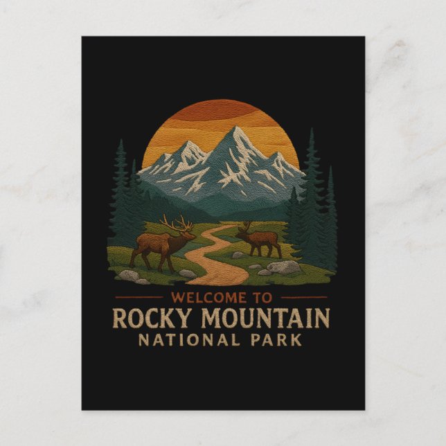 Cartão Postal De Festividades Bem-vindos à Embroiderme Rocky Mountain Nacional E (Frente)