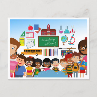Cartão Postal De Festividades Bem-vindos às crianças da escola