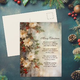 Cartão Postal De Festividades Bênção Irlandesa de Natal | Flor de inverno Bonito