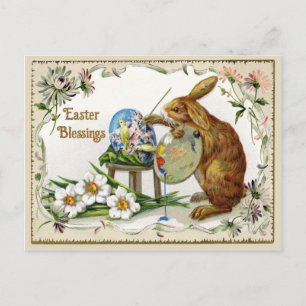 Cartão Postal De Festividades Bênçãos da Páscoa Artista Bunny Reprodução Vintage