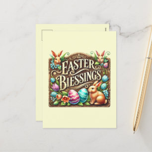 Cartão Postal De Festividades Bênçãos páscoas à arte das palavras