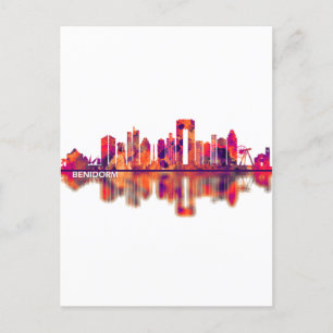 Cartão Postal De Festividades Benidorm Espanha Skyline