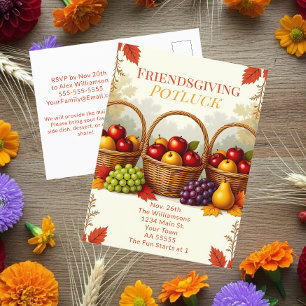 Cartão Postal De Festividades Bestas Russas de Maçãs Amizade Potluck