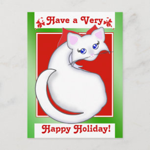 Cartão Postal De Festividades Bianca Toon Kitty Holiday! Postcard