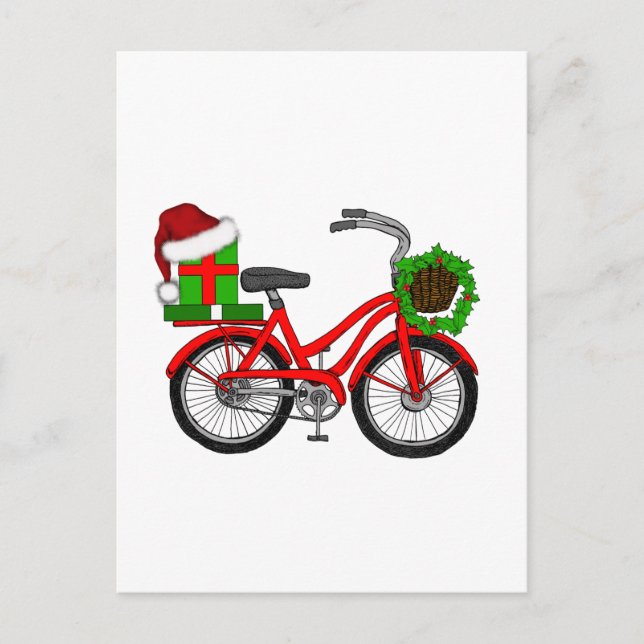 Cartão Postal De Festividades bicicleta do xmas (Frente)