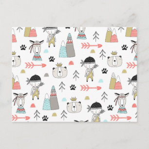 Cartão Postal De Festividades Bicicletas de Borracha e Padrão de Menino Indiano