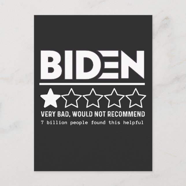 Cartão Postal De Festividades Biden Muito Ruim Não Recomendaria Camisa-T (Frente)