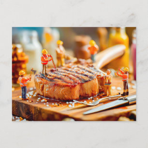 Cartão Postal De Festividades bife de cozinhar suculento para trabalhadores mini