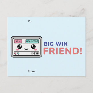 Cartão Postal De Festividades Big Win, Friend! Gaming Classroom Valentine Card