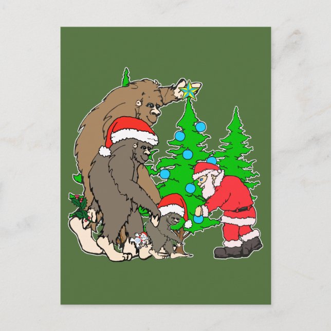 Cartão Postal De Festividades Bigfoot family  and Santa (Frente)