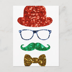 Cartão Postal De Festividades bigode de hipster de natal