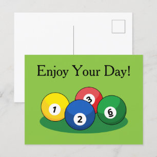 Cartão Postal De Festividades Billiard Piscina Snooker Balls Personaliza
