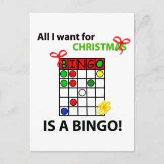 Cartão Postal De Festividades BINGO eu quero um bingo para o Natal