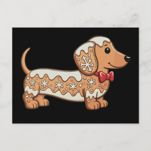 Cartão Postal De Festividades Biscoito de gengibre de Natal do cachorro salsicha