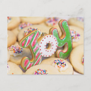Cartão Postal De Festividades Biscoitos caseiros de pré-natal trazem Joy