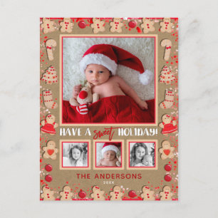 Cartão Postal De Festividades Biscoitos de Gengibre Natal 4 Foto Férias