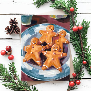Cartão Postal De Festividades Biscoitos de Homem de Gengibre   Feliz Natal