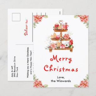 Cartão Postal De Festividades Biscoitos de Natal e Cacau Vermelho Feliz Natal
