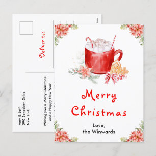 Cartão Postal De Festividades Biscoitos de Natal e Cacau Vermelho Feliz Natal