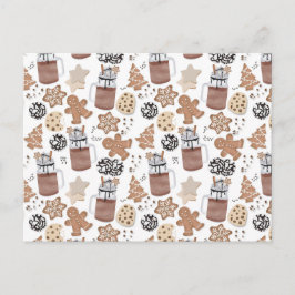 Cartão Postal De Festividades Biscoitos de Natal e Chocolate Quente Férias de Na