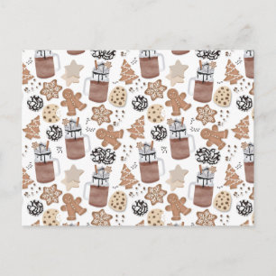 Cartão Postal De Festividades Biscoitos de Natal e Chocolate Quente Festa de Nat