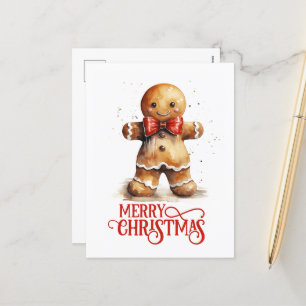 Cartão Postal De Festividades Biscoitos de pão de Natal festivo adicionam mensag