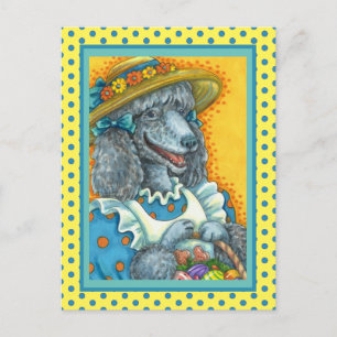 CARTÃO POSTAL DE FESTIVIDADES BISCOITOS PARA CÃES E CESTA DE OVOS DE PÁSCOA, POO