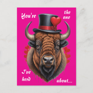 Cartão Postal De Festividades Bison Love com um senso selvagem de humor