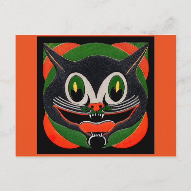 Cartão Postal De Festividades Black Cat with Huge Smile (Frente)