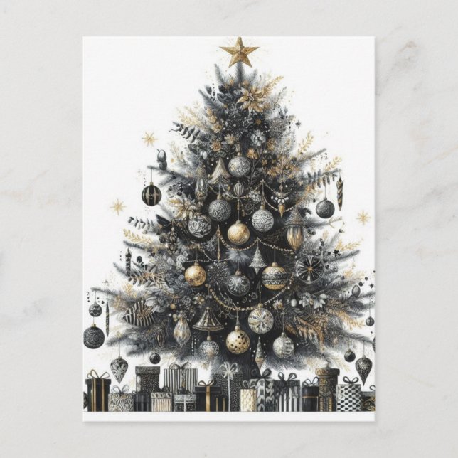 Cartão Postal De Festividades Black Christmas Tree (Frente)