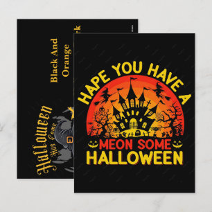 Cartão Postal De Festividades Black e Laranja Halloween Dark Fantasy 2026
