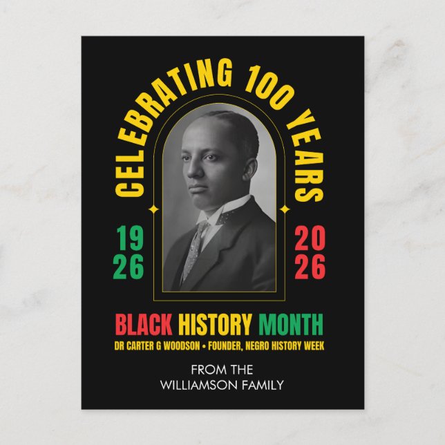 Cartão Postal De Festividades BLACK HISTORY MONTH CENTENNIAL 100 Years BHM (Frente)