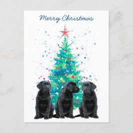 Cartão Postal De Festividades Black Lab Feliz Natal Labrador Cachorro Bonito