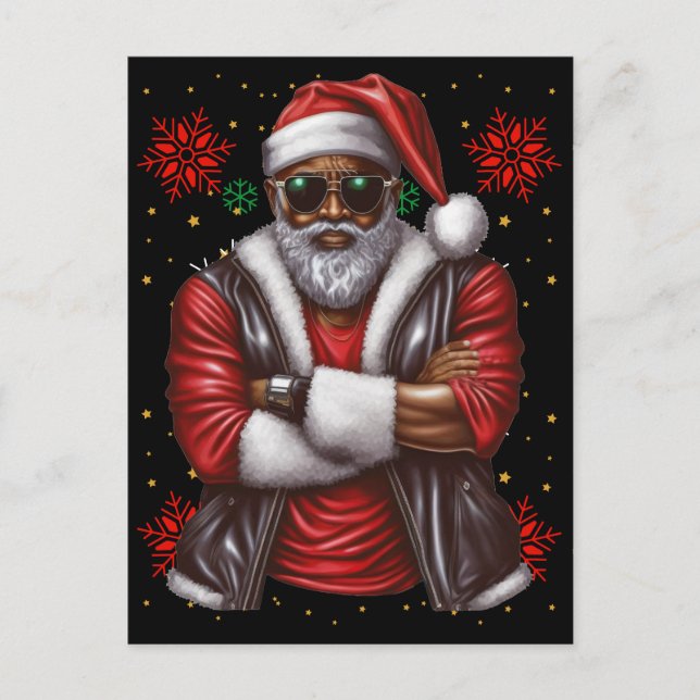 Cartão Postal De Festividades Black Man Melanin Natal Santa Claus Ugly Xmas (Frente)