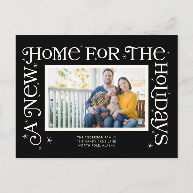 Cartão Postal De Festividades Black New Home for the Holidays Photo  (Frente)