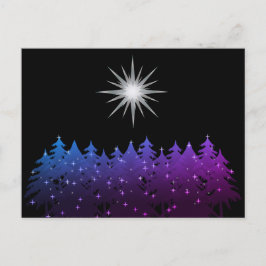 Cartão Postal De Festividades Black Night White Star Tres Modern Christmas