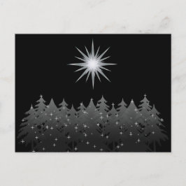 Cartão Postal De Festividades Black Night White Star Tres Modern Christmas