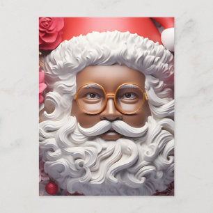 Cartão Postal De Festividades Black Santa Claus Melanin Christmas Ugly Sweater