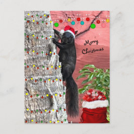 Cartão Postal De Festividades Black Squirrel Christmas Flat Holiday Card