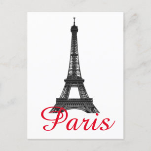 Cartão Postal De Festividades Black White Eiffel Tower Paris Love City Viagem