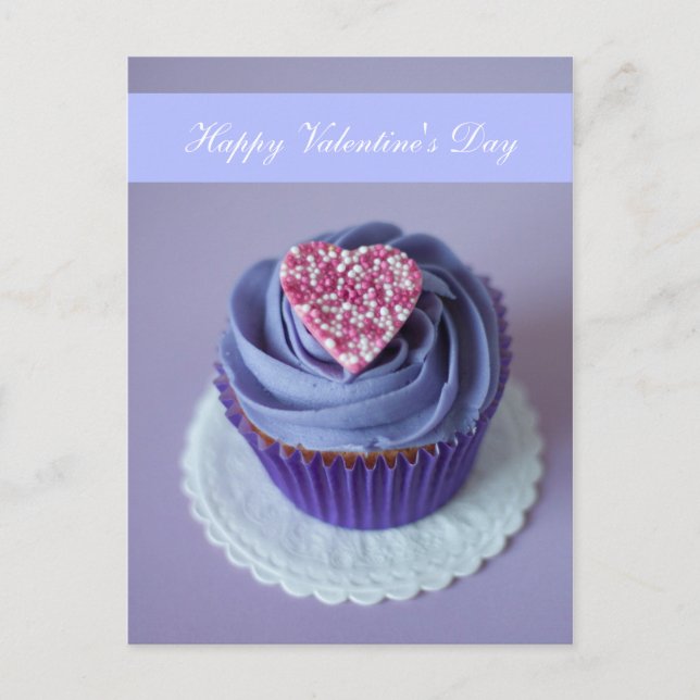 Cartão Postal De Festividades Blank - "Happy Valentine's Day" Heart Cupcake (Frente)