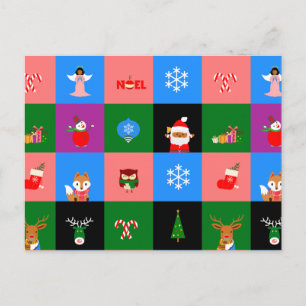 Cartão Postal De Festividades bloco colorobloco africano santa claus