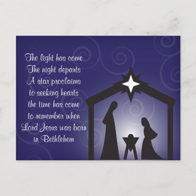 Cartão Postal De Festividades Blue Evening Christmas Nativity Postcard (Frente)